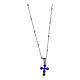 925 Silver Cross Necklace with Blue Zircons by Agios s1