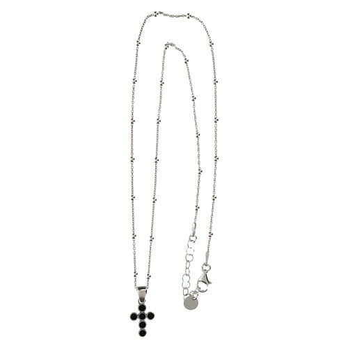Halskette mit Kreuzanhänger, schwarze Zirkonia, 925er Silber, Agios 4