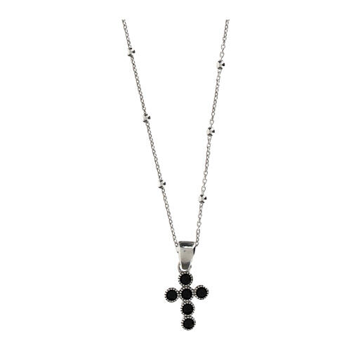 Collana argento 925 croce zirconi neri Agios 1