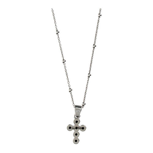 Collana argento 925 croce zirconi neri Agios 3