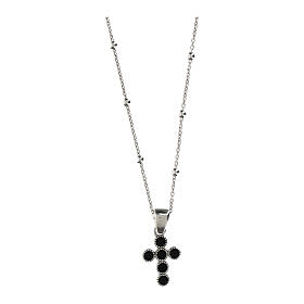 925 Silver Cross Necklace with Black Zircons by Agios