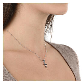 925 Silver Cross Necklace with Black Zircons by Agios