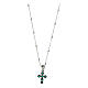 Collier argent 925 croix zircons vert émeraude Agios s1