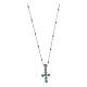 Collier argent 925 croix zircons vert émeraude Agios s2