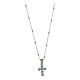Collier argent 925 croix zircons vert émeraude Agios s3