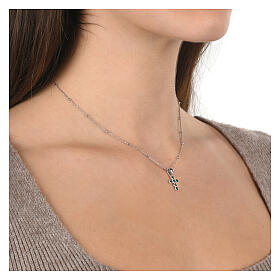 Collana argento 925 croce zirconi verde smeraldo Agios