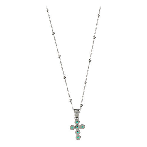 925 Silver Cross Necklace with Emerald Green Zircons by Benedictus 3