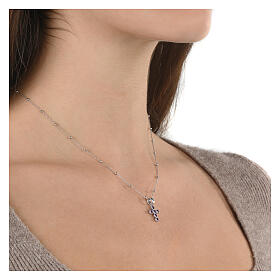 925 Silver Cross Necklace with Purple Zircons by Agios