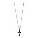 925 Silver Cross Necklace with Purple Zircons by Agios s1