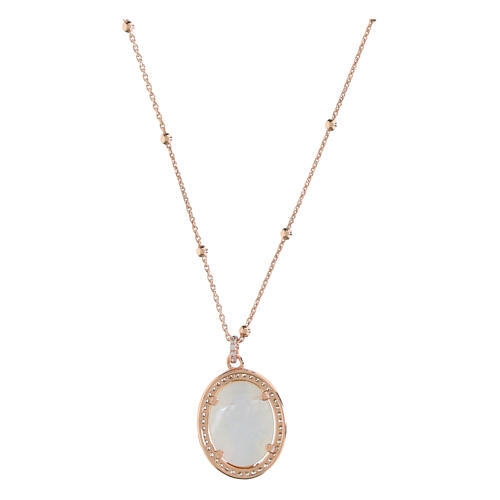 Collar rosado Benedictus Virgen Milagrosa plata 925 3