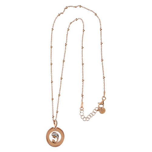 925 Silver Rose Gold Virgin Mary and Child Zircon Necklace by Agios 4