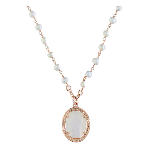Collana perle rose' Agios Madonna Miracolosa argento 925 3