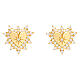 Gold plated stud earrings by Agios, heart with white rhinestones s1