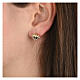 Gold plated stud earrings by Agios, heart with white rhinestones s2
