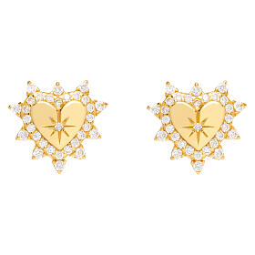 Gold Heart Earrings with White Zircons Agios
