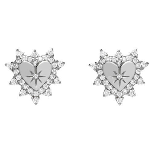 Boucles d'oreilles argent coeur zircons blancs Agios 1
