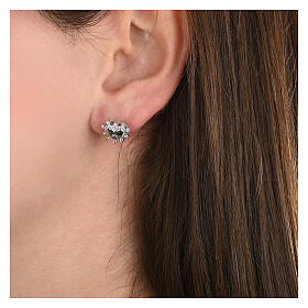 Silver Heart Earrings with White Zircons, Agios