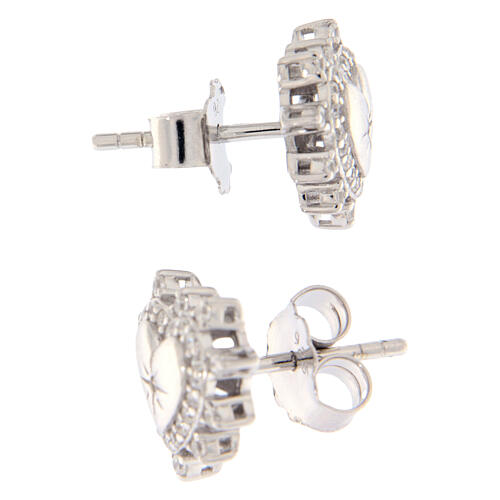 Silver Heart Earrings with White Zircons, Agios 3