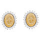 Agios earrings, gold plated Miraculous medal with white rhinestones s1