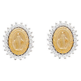 925 Silver Gold-plated Miraculous Mary Earrings with White Zircons by Agios