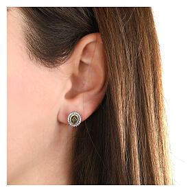 925 Silver Gold-plated Miraculous Mary Earrings with White Zircons by Agios