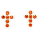 Boucles d'oreilles dorées croix zircons oranges Agios s1