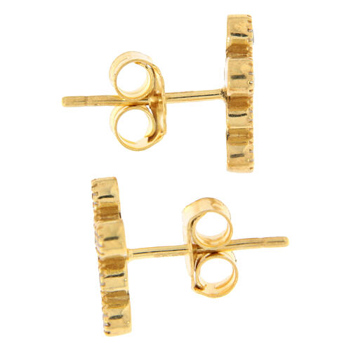 Ohrstecker, Kreuzform, mit weißen Zirkonia, 925er Silber, vergoldet, Agios 3