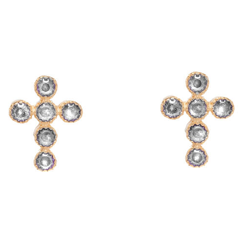 Golden Crosses Earrings with White Zirconia, Agios 1