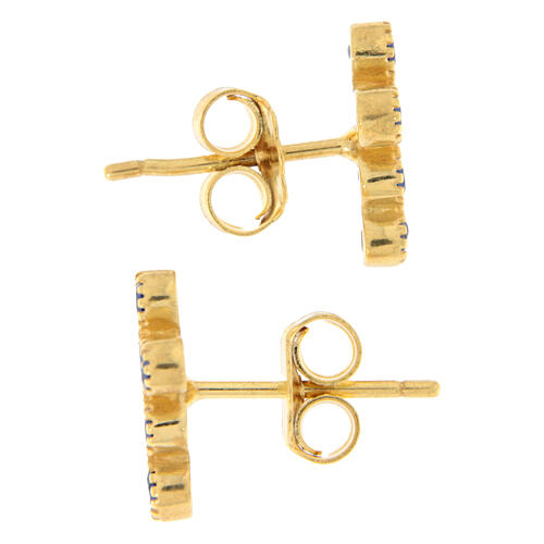 Gold Cross Earrings with Blue Zircon, Agios 3