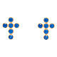 Gold Cross Earrings with Blue Zircon, Agios s1