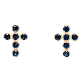Ohrstecker, Kreuzform, mit schwarzen Zirkonia, 925er Silber, vergoldet, Agios