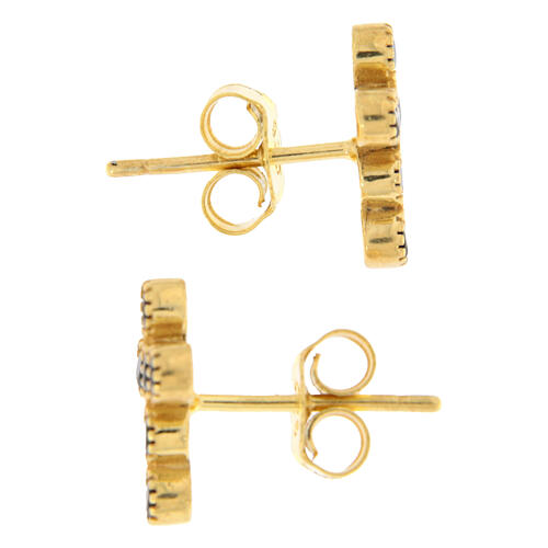 Ohrstecker, Kreuzform, mit schwarzen Zirkonia, 925er Silber, vergoldet, Agios 3