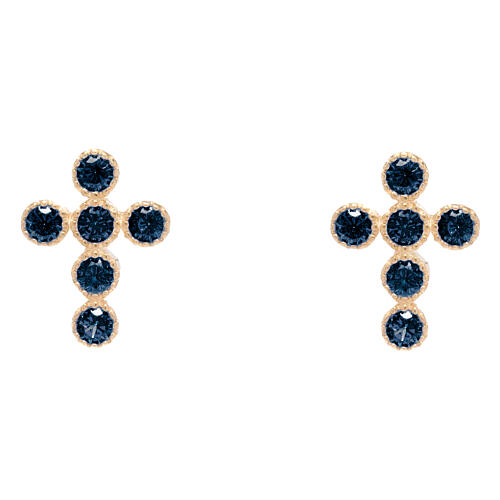 Boucles d'oreilles dorées croix en zircons noirs Agios 1