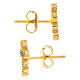 Gold plated earrings by Agios, cross of emerald rhinestones s3