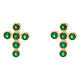 Boucles d'oreilles croix zircons vert émeraude Agios s1