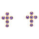 Golden Cross Earrings with Purple Zirconia, Agios s1
