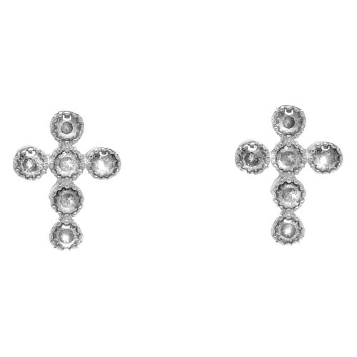 Pendientes plata cruces zircones blancos Agios 1