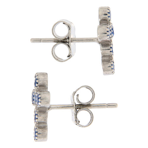 Ohrstecker, Kreuzform, mit blauen Zirkonia, 925er Silber, Agios 3