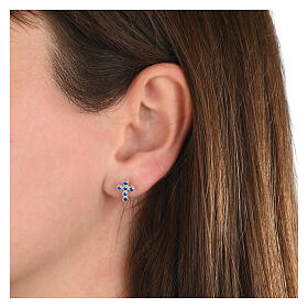 Orecchini argento croci zirconi blu Agios