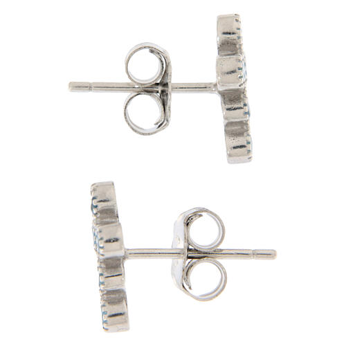 Boucles d'oreilles argent croix en zircons bleu ciel Agios 3
