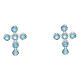 Boucles d'oreilles argent croix en zircons bleu ciel Agios s1