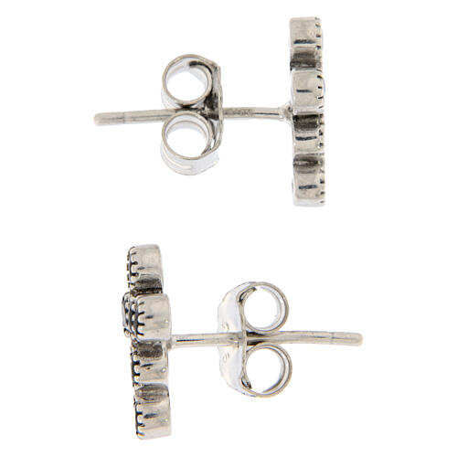 Boucles d'oreilles argent croix zircons noirs Agios 3