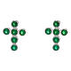 Boucles d'oreilles argent croix zircons vert émeraude Agios s1