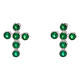 Boucles d'oreilles argent croix zircons vert émeraude Agios s1