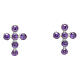 Agios earrings of 925 silver, cross of purple rhinestones s1