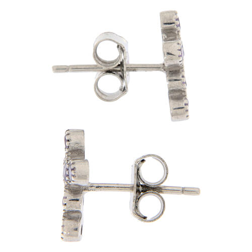 Boucles d'oreilles argent croix zircons violets Agios 2