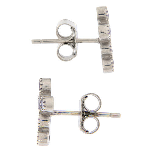 Boucles d'oreilles argent croix zircons violets Agios 3