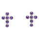 Boucles d'oreilles argent croix zircons violets Agios s1