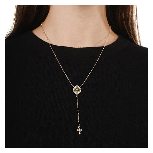 Gold plated rosary with Miraculous Medal, rhinestones and 925 silver, Agios 2
