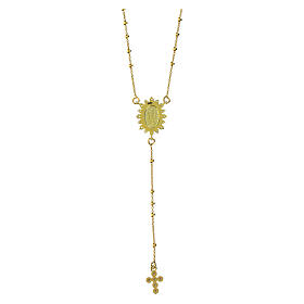 925 Silver Golden Miraculous Mary Rosary with Zircons by Agios